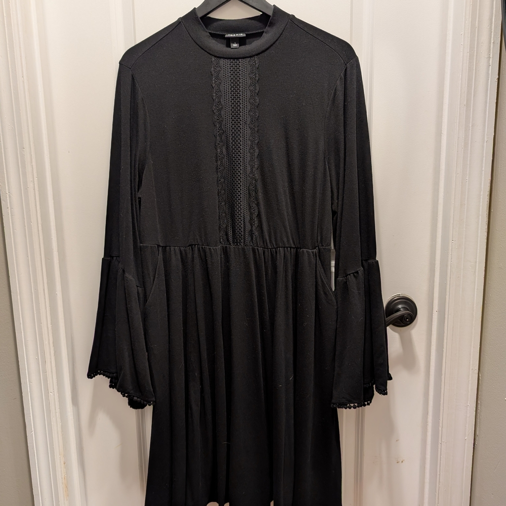 Torrid Black Bell Sleeve Mock Neck Dress